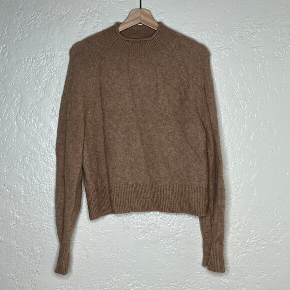 J. Crew Women's Tan Supersoft Rollneck Sweater Boxy Cropped Fit Size Small - Picture 1 of 7